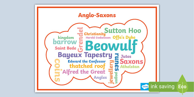 Anglo Saxons Word Cloud Profesor Hizo Twinkl