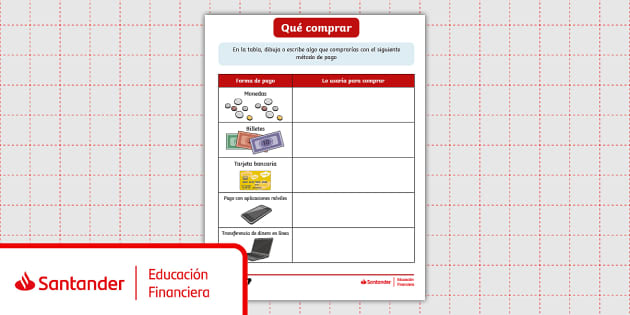 Educaci N Financiera Santander Ficha Qu Comprar Twinkl