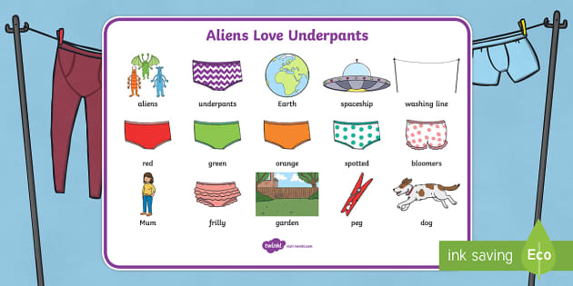 Word Mat Images To Support Teaching On Aliens Love Underpants