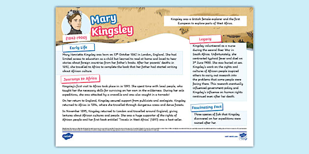 KS2 Mary Kingsley Fact File Teacher Made Twinkl