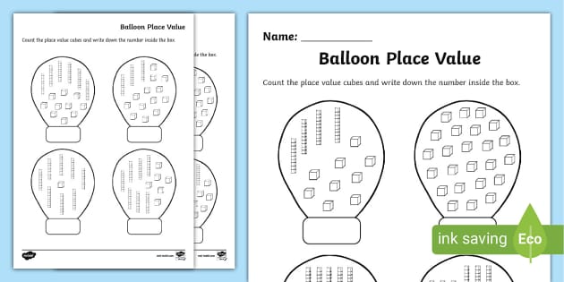 FREE Balloon Place Value Activity Sheet Teacher Made