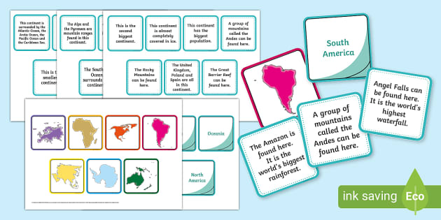 Continents Matching Game Geography KS1 Twinkl