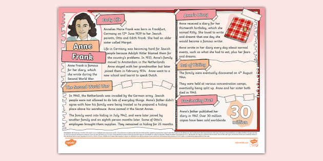 Ks Anne Frank Fact File Hecho Por Educadores Twinkl