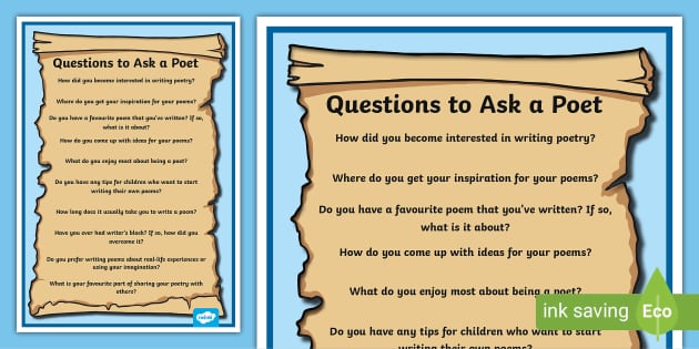 Questions To Ask A Poet Display Poster Teacher Made