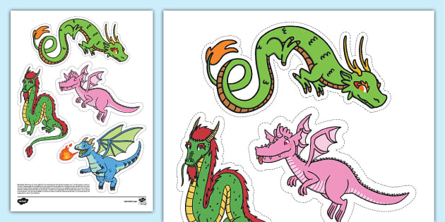 Dragon Character Clip Art Cut Outs Profesor Hizo Twinkl