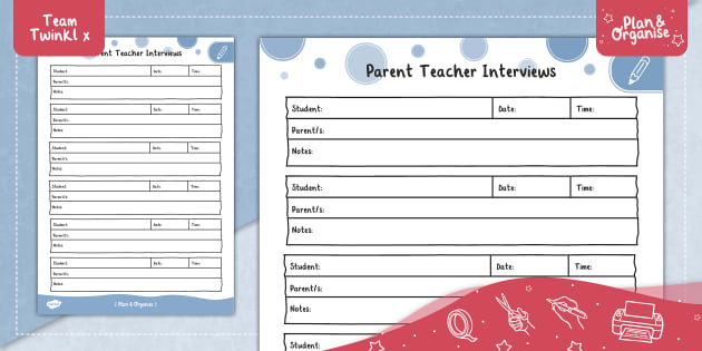 Australian Teacher Planner Parent Teacher Interviews