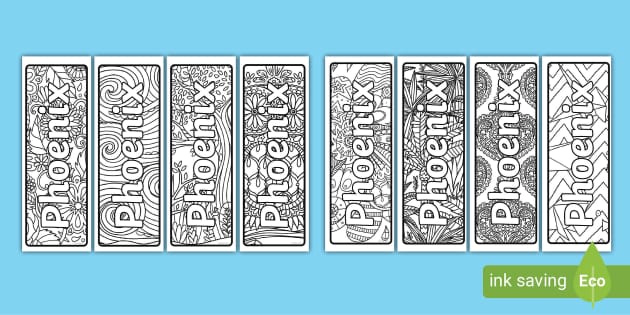 FREE Phoenix Mindfulness Name Colouring Bookmarks