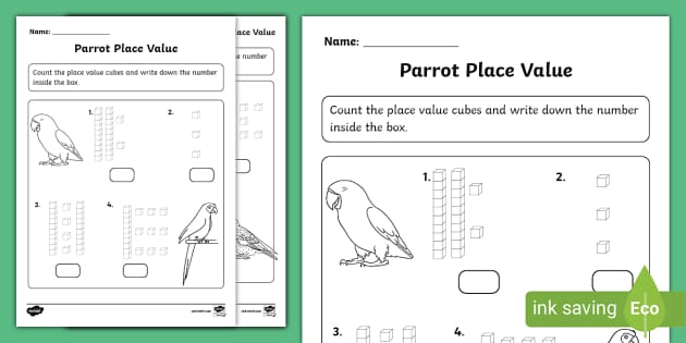 Free Parrot Place Value Activity Sheet Twinkl