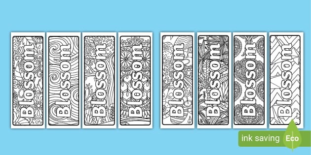 Free Blossom Mindfulness Name Colouring Bookmarks