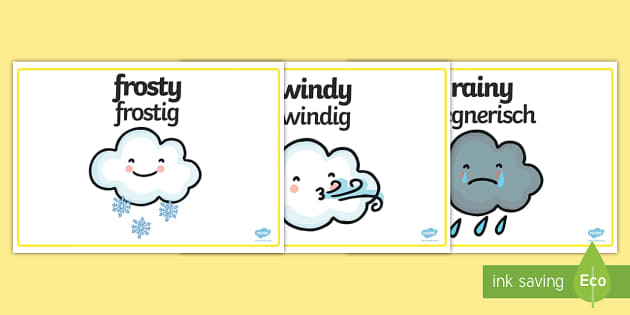 Weather Words Display Posters English German Eal German Weather Words