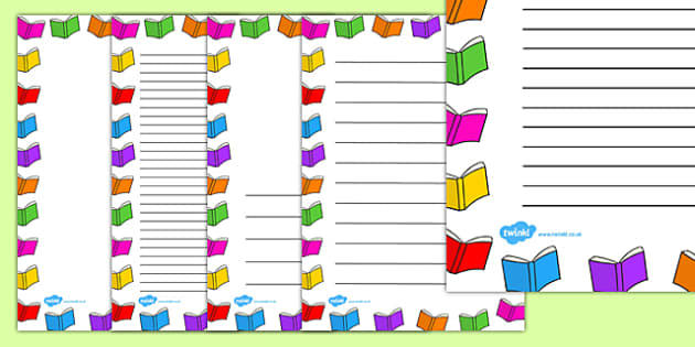 Books Page Borders Writing Literacy Border Book Frames