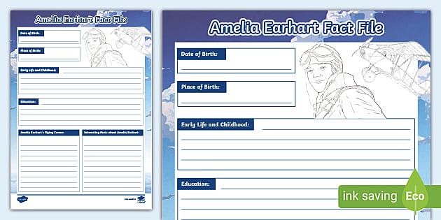 Amelia Earhart Fact File Template L Enseignant A Fait