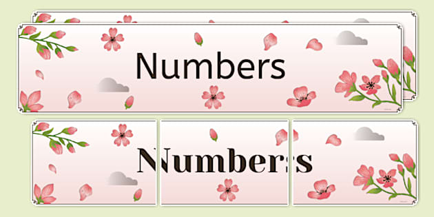 Sakura Themed Numbers Display Banner Lehrer Gemacht