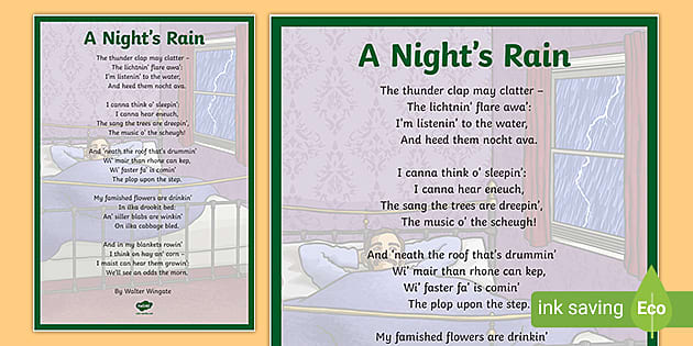 Walter Wingate A Night S Rain Poem Display Posters Twinkl