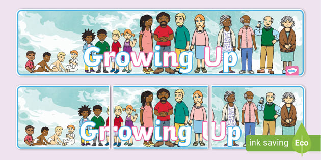 Growing Up Display Banner Hecho Por Educadores Twinkl