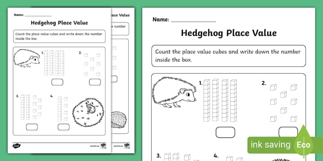 Hedgehog Place Value Activity Sheet Teacher Made Twinkl