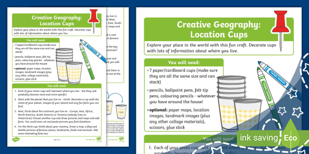 Creative Geography Location Cups Profesor Hizo Twinkl