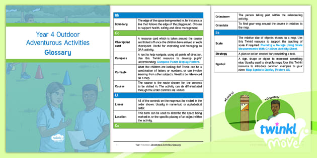 Outdoor Adventurous Activities Cpd Glossary Year Pe Lesson