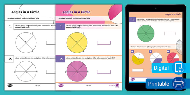 Fourth Grade Angles In A Circle Activity Twinkl