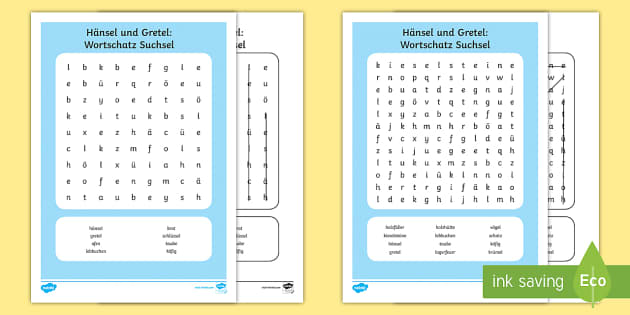 H Nsel Und Gretel Wortschatz Suchsel Teacher Made