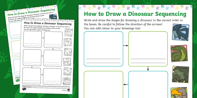 How To Draw A Dinosaur Sequencing Mind Map Teacher Made