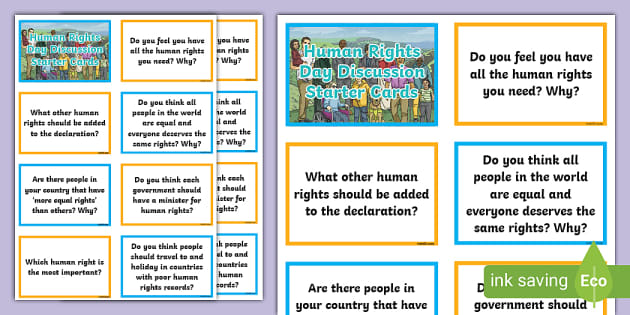 Human Rights Day Discussion Starter Cards Lehrer Gemacht