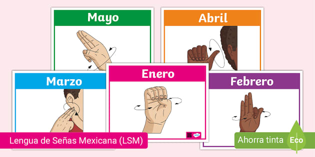 Tarjetas Meses Del A O En Lengua De Se As Mexicana