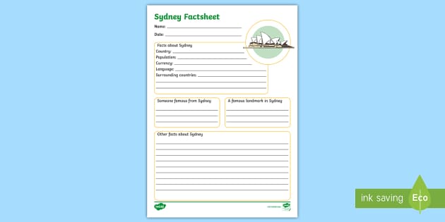 Sydney Factsheet Writing Template Teacher Made Twinkl