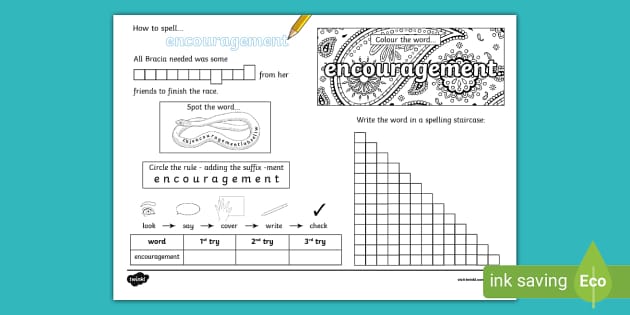 How To Spell Encouragement Activity Sheet Lehrer Gemacht