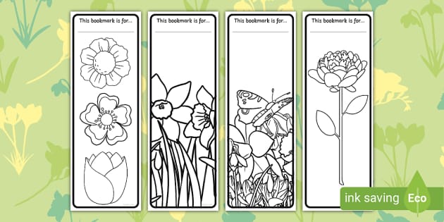 FREE Cute Flower Bookmarks To Colour Twinkl