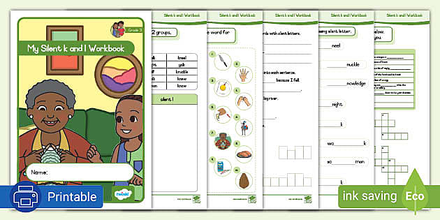 Grade 3 Phonics Silent K And L Workbook Teacher Made