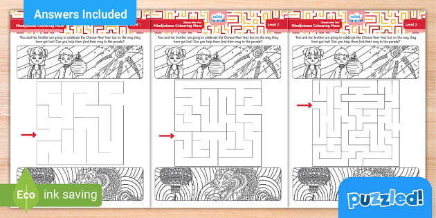 Chinese New Year Mindfulness Colouring Twinkl Puzzled