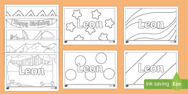 Free Leon Name Simple Colouring Activity Sheets Twinkl