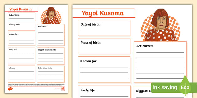 Yayoi Kusama Fact File Template Yayoi Kusama Famous Artist