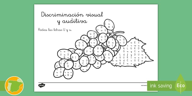 Ficha de discriminación visual y auditiva La letra U