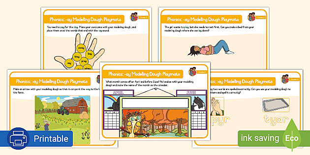 Grade 2 Phonics Ay Modelling Dough Playmats Teacher Made