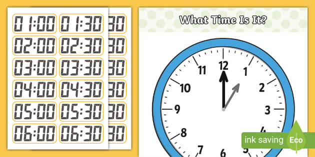 Analogue And Digital O Clock And Half Past Matching Game