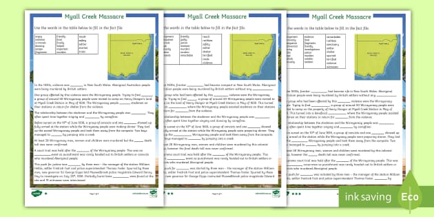 Myall Creek Massacre Cloze Activity L Insegnante Ha Fatto