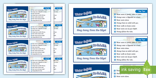 Water Safety Pocket Card KS1 PSHE Lehrer Gemacht