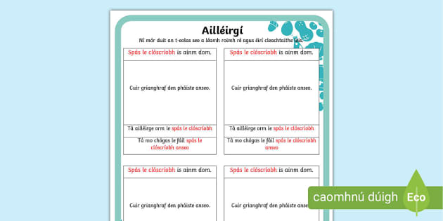 Editable Classroom Allergy Poster Gaeilge Teacher Made