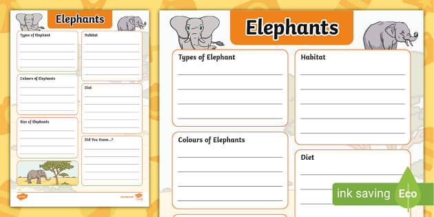 Elephant Fact File Template Teacher Made Twinkl