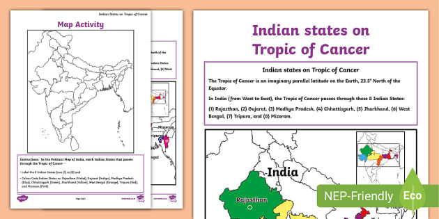 Indian States On Tropic Of Cancer Teacher Made Twinkl
