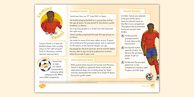 Lamine Yamal Fact File Twinkl KS2 Professor Feito