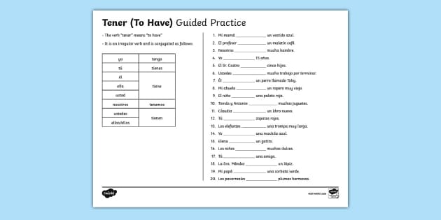 Spanish Verb Tener Activity Resource Twinkl Usa Twinkl