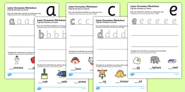 Letter Formation Worksheets Romanian Translation Twinkl