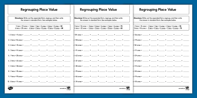 Second Grade Regrouping Place Value Activity Teacher Made