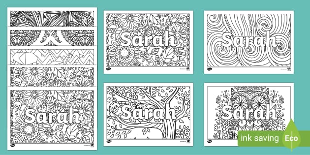 Free Sarah Mindfulness Name Colouring Activity Twinkl