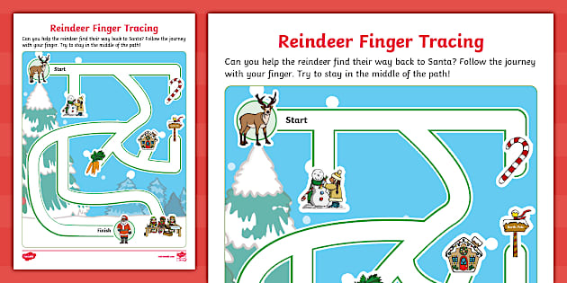 Reindeer Finger Tracing Activity Profesor Hizo Twinkl