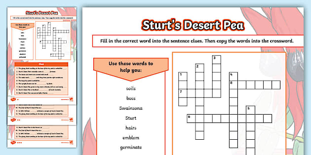 Sturt S Desert Pea Differentiated Crosswords Teacher Made