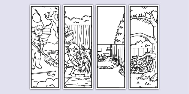 Garden Colouring Bookmarks Teacher Made Twinkl